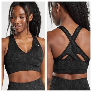 Gymshark Adapt Animal Seamless Sports Bra Medium Support Black Charcoal Size XS